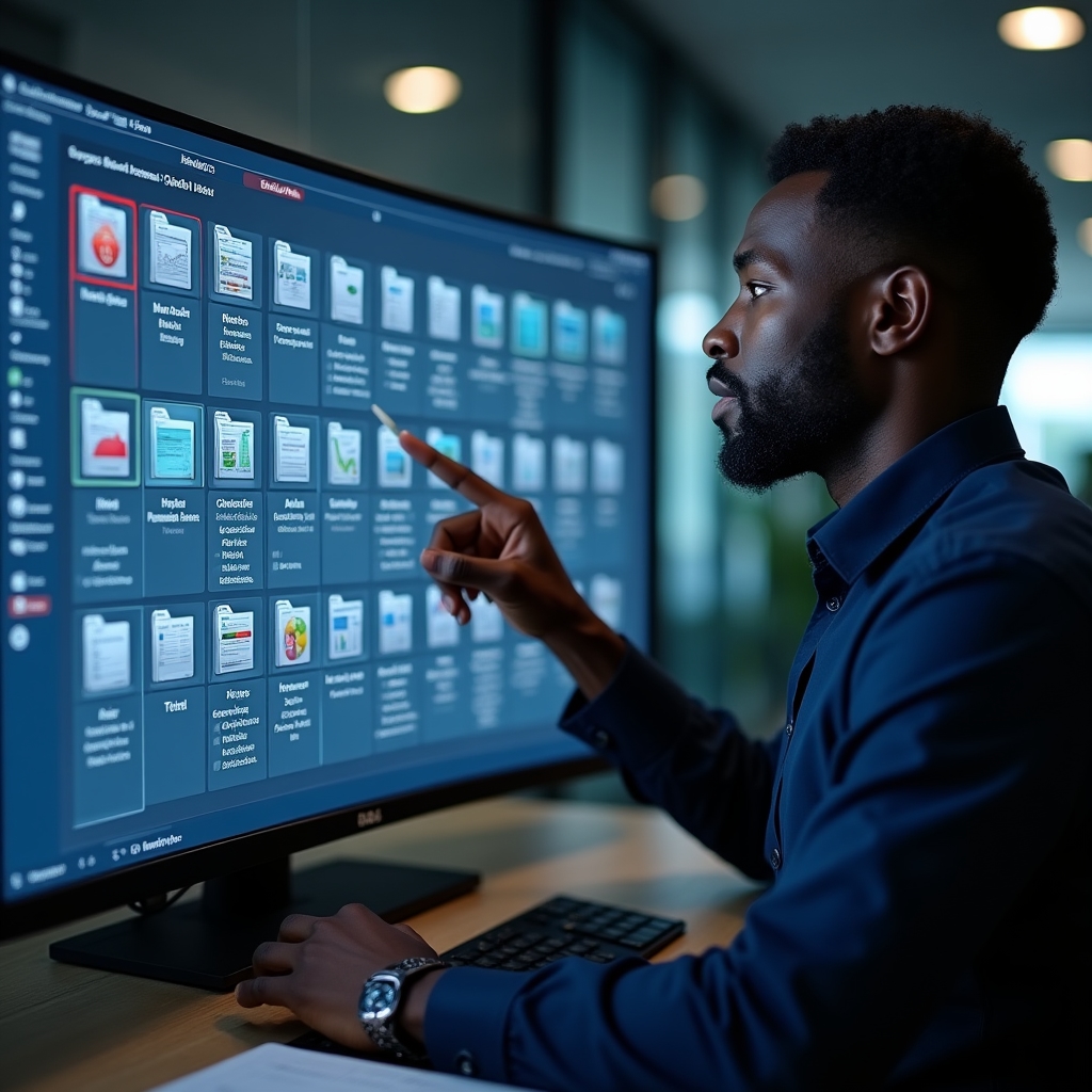 Sistem de fișiere digitale organizat pe ecran de calculator